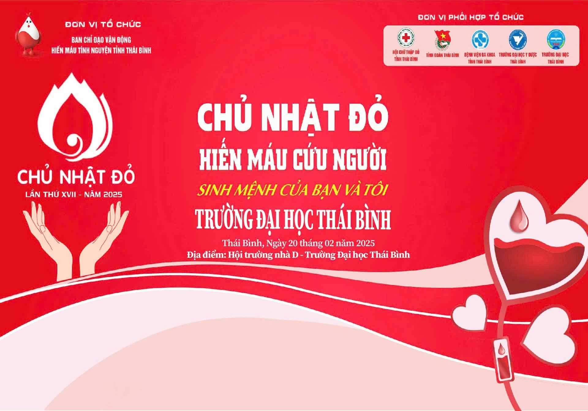 NGÀY HỘI HIẾN MÁU TOÀN TRƯỜNG ĐẠI HỌC THÁI BÌNH "HIẾN MÁU CỨU NGƯỜI - SINH MỆNH BẠN VÀ TÔI"